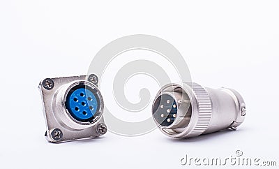 Male and female connectors Stock Photo