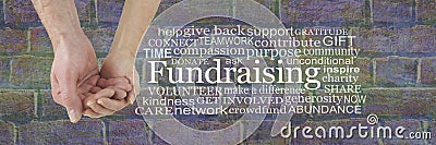 Please help us with our Fundraising Campaign Word Cloud Stock Photo