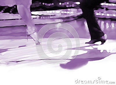 Male and female dancers feet ultraviolet Stock Photo