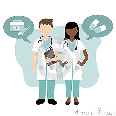 Male and female doctor Vector Illustration