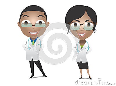 Male and Female Doctors Smiling Stock Photo