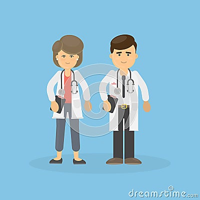 Male and female doctors. Vector Illustration