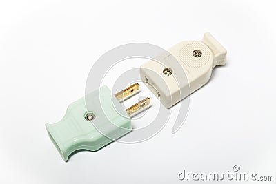 Male and female electrical plugs Stock Photo