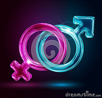 Male and female gender symbols Stock Photo