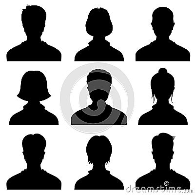 Male and female head silhouettes avatar, profile vector icons, people portraits Vector Illustration