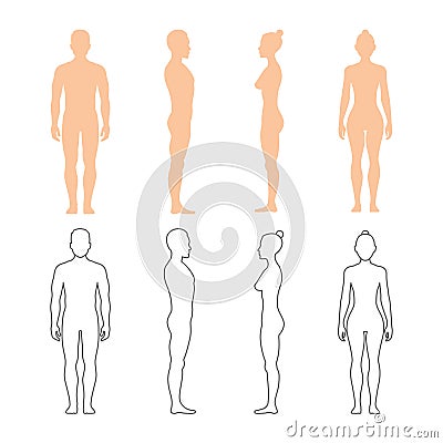 Male and female human vector silhouettes Vector Illustration