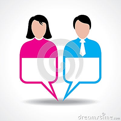 Male and female icon with message bubble Vector Illustration