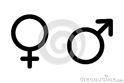 Male and female icon, symbol set. Website design vector illustration isolated on white background Vector Illustration