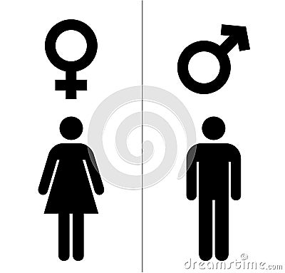 Male and Female Icons With Black Color. Gender Symbol Vector Illustration Vector Illustration