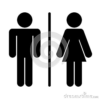 Male female men women toilet restroom sign logo black silhouette style Vector Illustration