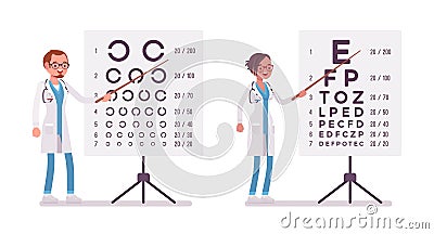 Male and female ophthalmology doctor Vector Illustration