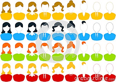 Male and female people icon set Stock Photo