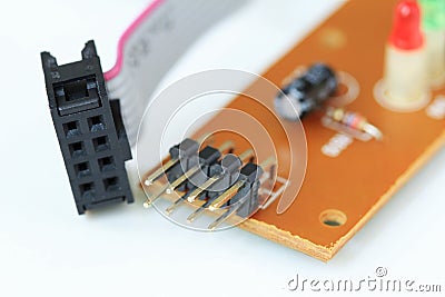 Pin type Terminals on Printed Circuit Board Stock Photo