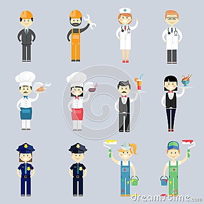 Male and female professional character set Vector Illustration