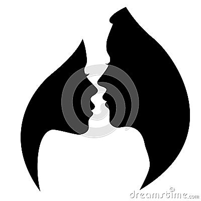 Male and female profile silhouette Vector Illustration