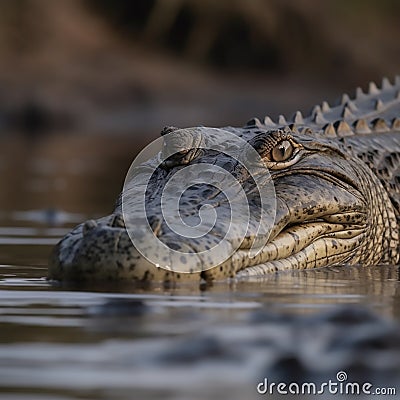 Male and Female Saltwater Crocodiles in their Natural Habitat Stock Photo