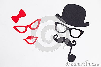 Male and female silhouette patterns. Movember concept. Funny par Stock Photo