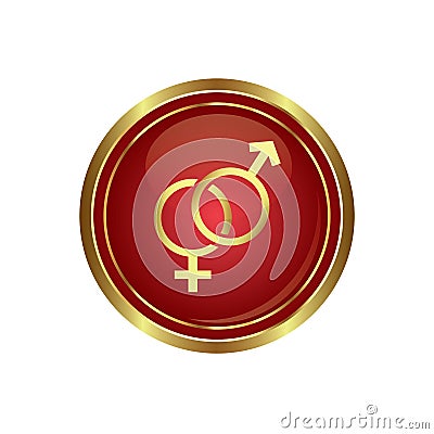 Male female symbol on the button Vector Illustration