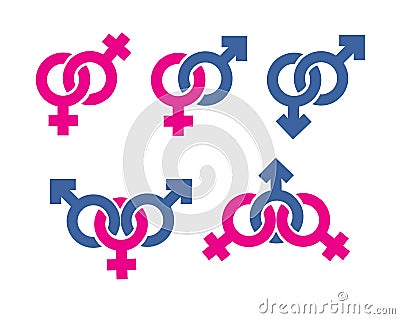 Male and female symbols combination Vector Illustration