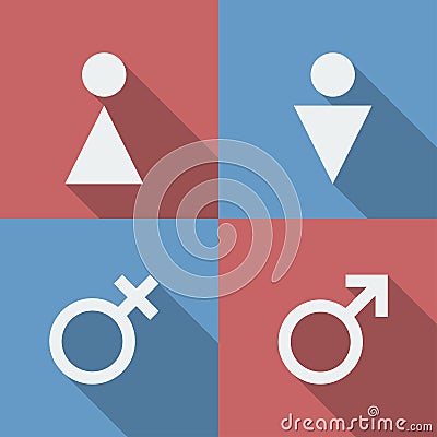 Male and Female symbols, icons, signs Vector Illustration