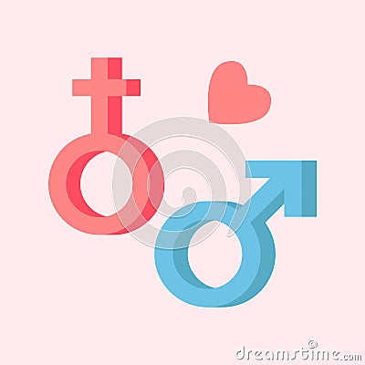 Male and female symbols vector combination sex gender arrow abstract relationship shape. Vector Illustration