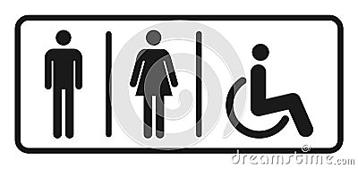 Male and female toilet icon vector, filled flat sign, solid pictogram isolated. WC symbol, logo illustration Vector Illustration