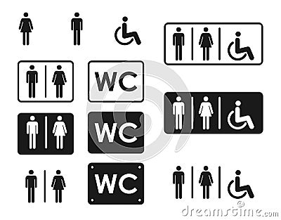 Male and female toilet icon vector, filled flat sign, solid pictogram . WC symbol, logo illustration Vector Illustration