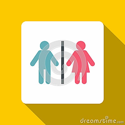 Male and female toilet sign icon, flat style Vector Illustration