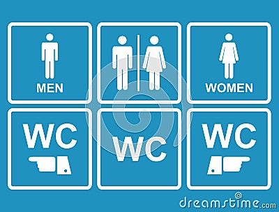 Male and female WC icon denoting toilet , restroom Vector Illustration