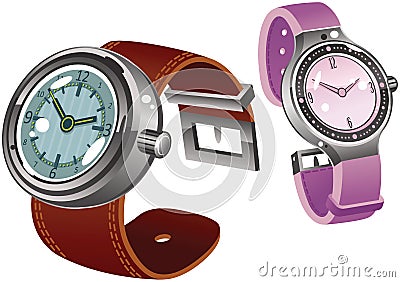 Male and Female wrist watches Vector Illustration