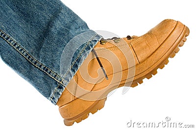 Male foot in brow shoe Stock Photo