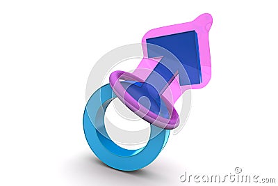 Male gender symbol with condom Stock Photo