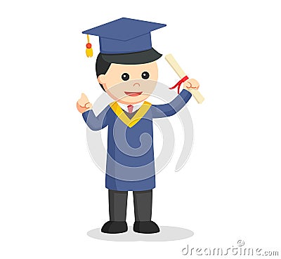 Male graduate standing with graduation letter Vector Illustration