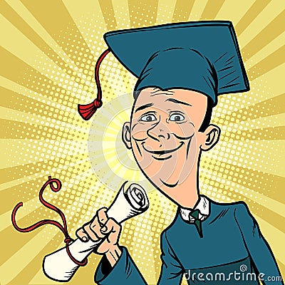 Male graduate from University or College Vector Illustration