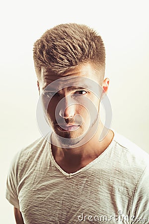 Male grooming and barber. facial emotions. man. Beard and facial care. Fashion portrait of man. fashion man with Stock Photo