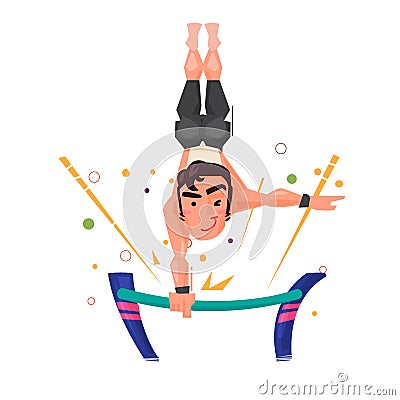 Male gymnast performing on the gymnastic bars.character design - Stock Photo