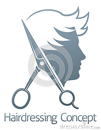 Male Hairdresser Hair Salon Scissors Man Concept Vector Illustration