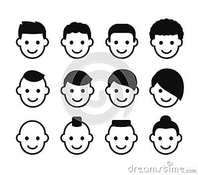 Male hairstyles icon set Vector Illustration