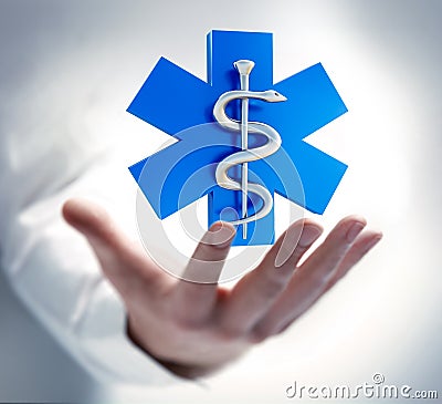 Male hand with medical symbol Cartoon Illustration