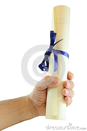 Hand with diploma Stock Photo