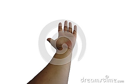 Male hand offering for handshake, over white background Stock Photo