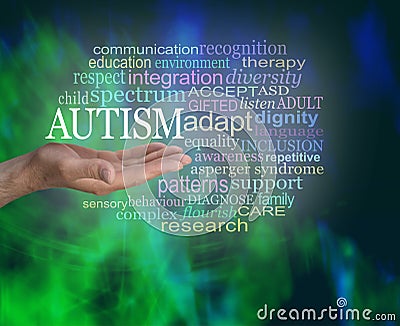 Masculine Autism Spectrum Word Tag Cloud Stock Photo
