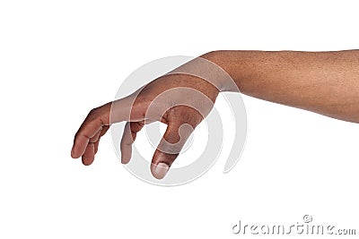 Male hand picking up something, cutout Stock Photo