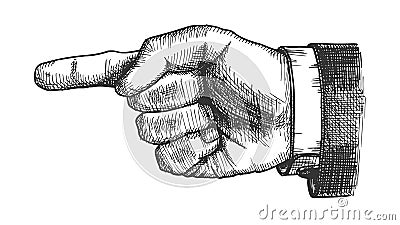 Male Hand Pointer Finger Showing Gesture Vector Vector Illustration