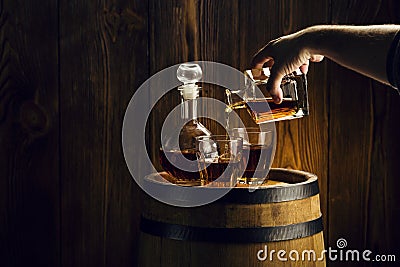 glasses on the table, brandy in glasses Stock Photo