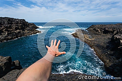 Secret spot in Lanzarote Natural Pools, Spain, Europe. Stock Photo