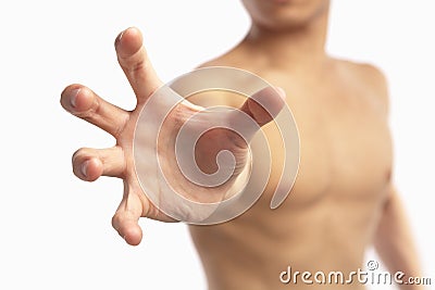 Male hand trying to reach out Stock Photo