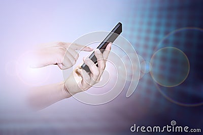 male hand Using Mobile Phone Stock Photo