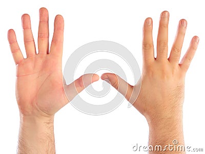 Male hands counting Stock Photo