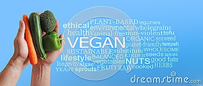 Elements of Veganism Word Tag Cloud Stock Photo